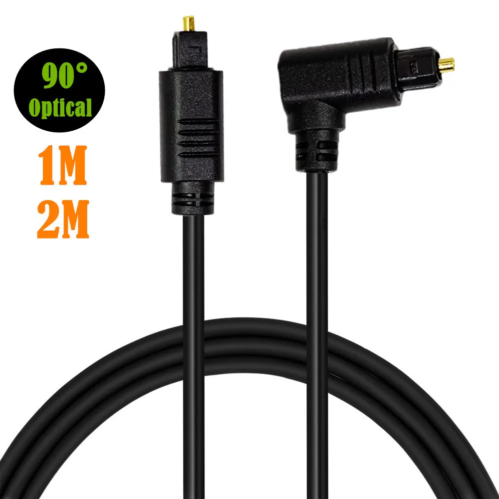 90 Degree Digital Optical Audio Cable Right Angle Toslink SPDIF Cable for Blu-ray Player Xbox Soundbar Fiber Cable 1m 2m