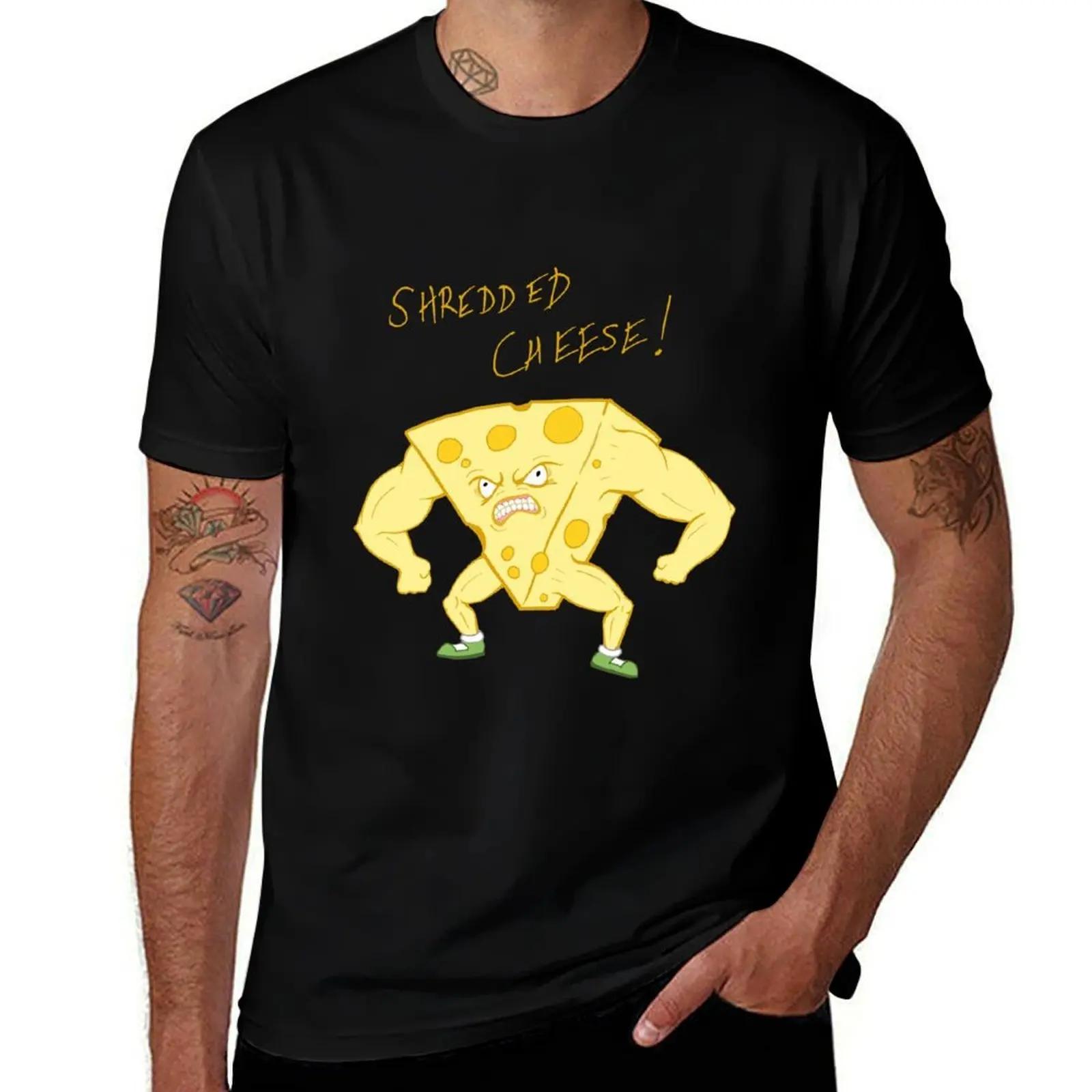 Shredded Cheese T-Shirt Basic Simple Casual Short Sleeve Tee T-Shirt