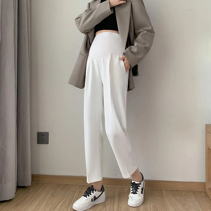 Maternity Autumn Formal Pregnant Woman Clothes Plus Size Suit Pants Straight Canister Tall Waist Pipe Trunks Haroun Pant Trouser