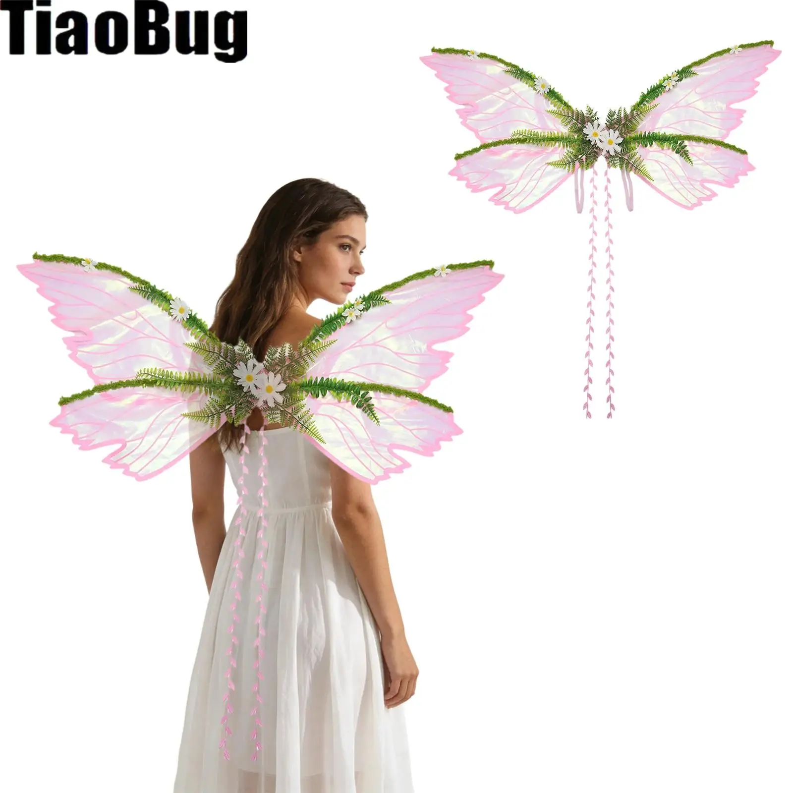 

Women Fairy Butterfly Wings with Willow Leaf for Adults Butterfly Costume Wings Woodland Elf Fairy for Halloween