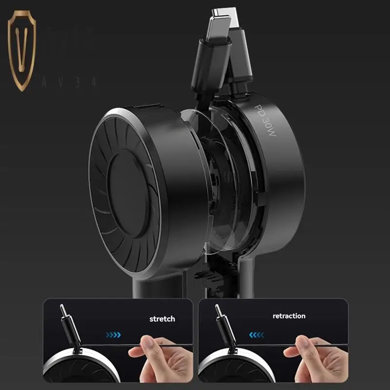 

AV34-PD30W Retractable Car Charger, 3 In 1 Fast Car Charger, 2 Retractable Cables Car Charger Adapter