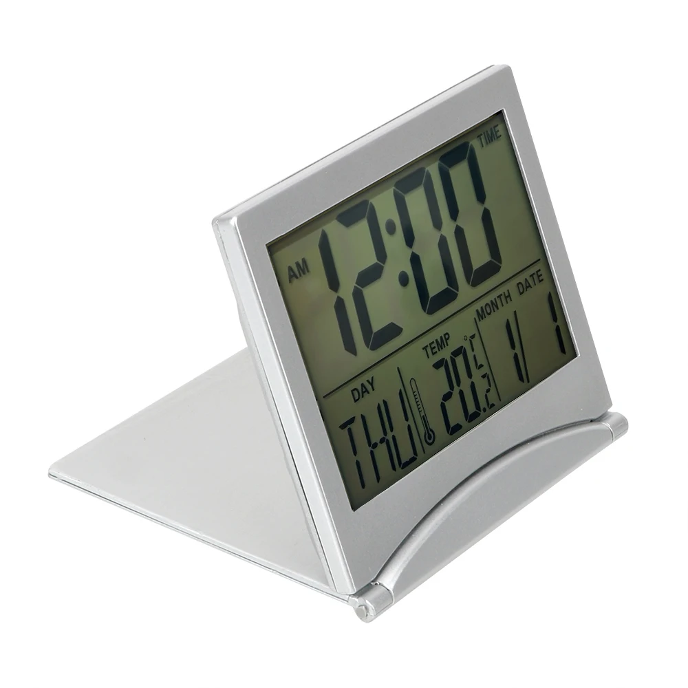 Reloj de escritorio portátil multifunción plegable LCD despertador Digital decoración del hogar hora fecha temperatura temporizador relojes electrónicos