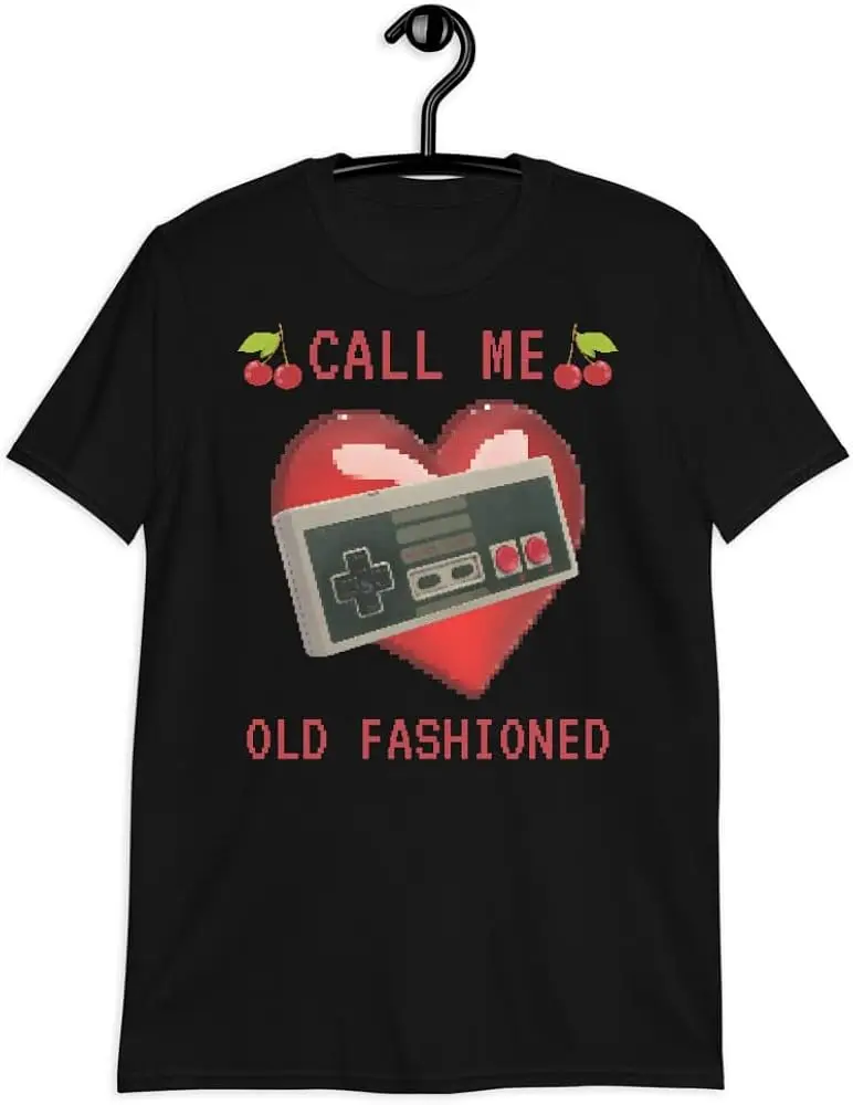 Call me Old Fashioned Classic Video Game Shirt Black  Anime Graphic T-shirts for Unisex Summer Short Sleeve