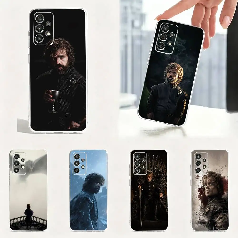 Capa de Telefone T-Tyrion T-Tyrion L-Lannister para Samsung S25, S24, S21, S23, S22, S30, Plus, S20, Ultra, Capa Transparente Macia
