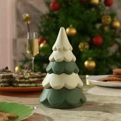 Stacking Christmas Tree Candle Jar Silicone Molds for Gypsum Handmade Candle Vessel Concrete Silicone Mold Christmas Gift Tools