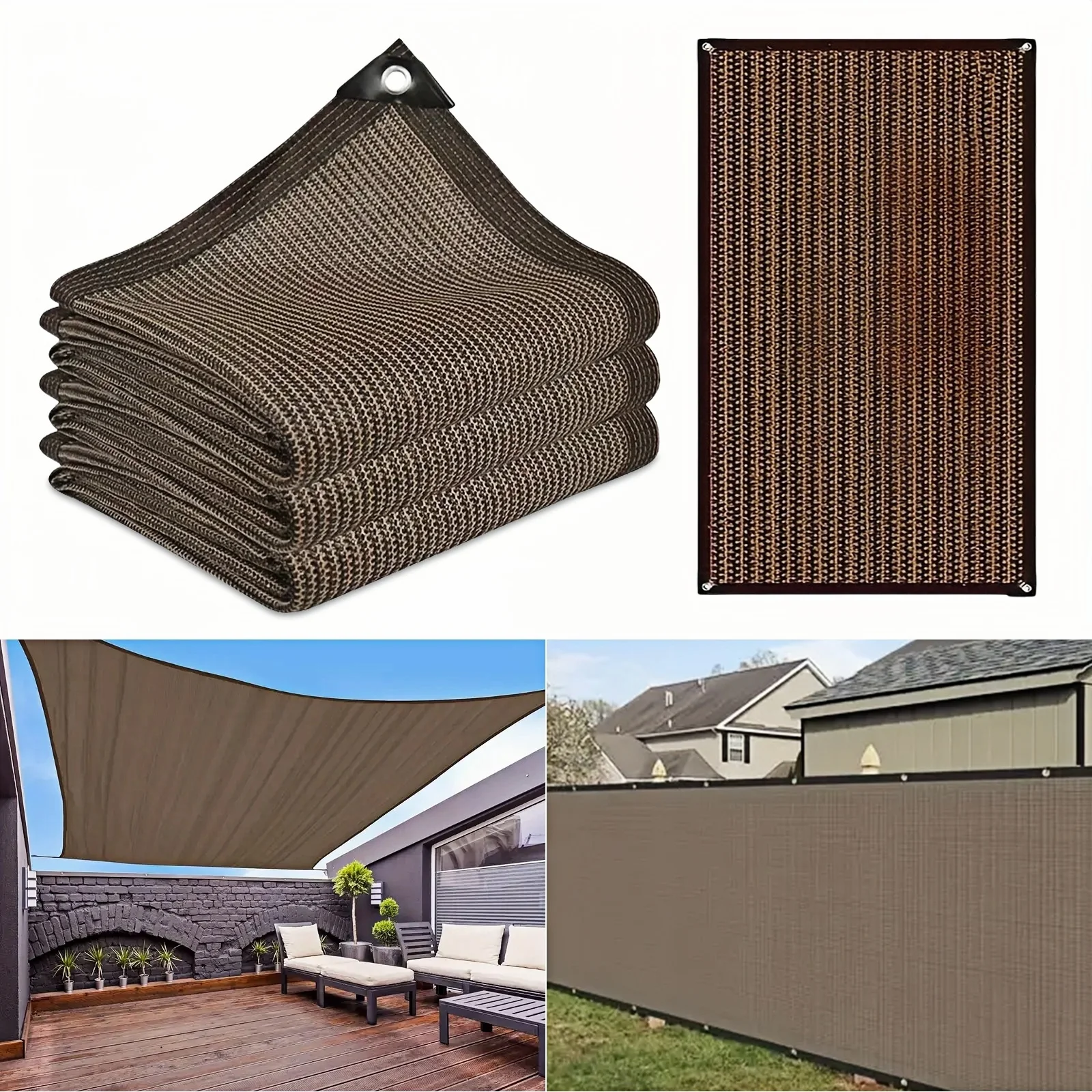 Brown sunshade net, anti-UV awning, greenhouse sunshade net, easy to install, suitable for balconies, courtyards,