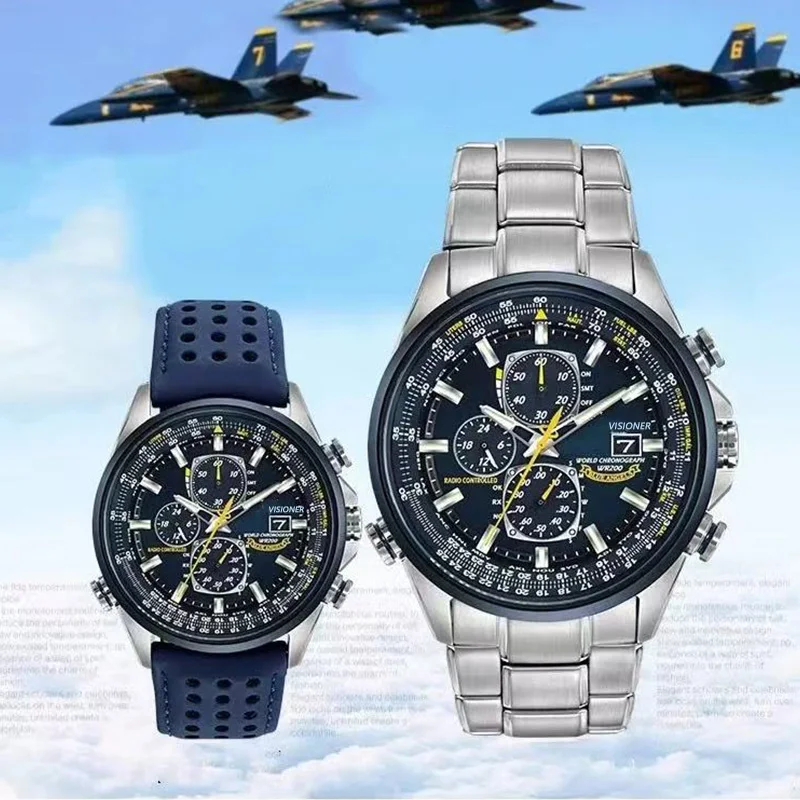 Luxury Mens Mechanical Hand Wind Watch 3Bar Water Resistant Round Stainless Steel Strap Business Casual Multifunction Wristwatch image 2