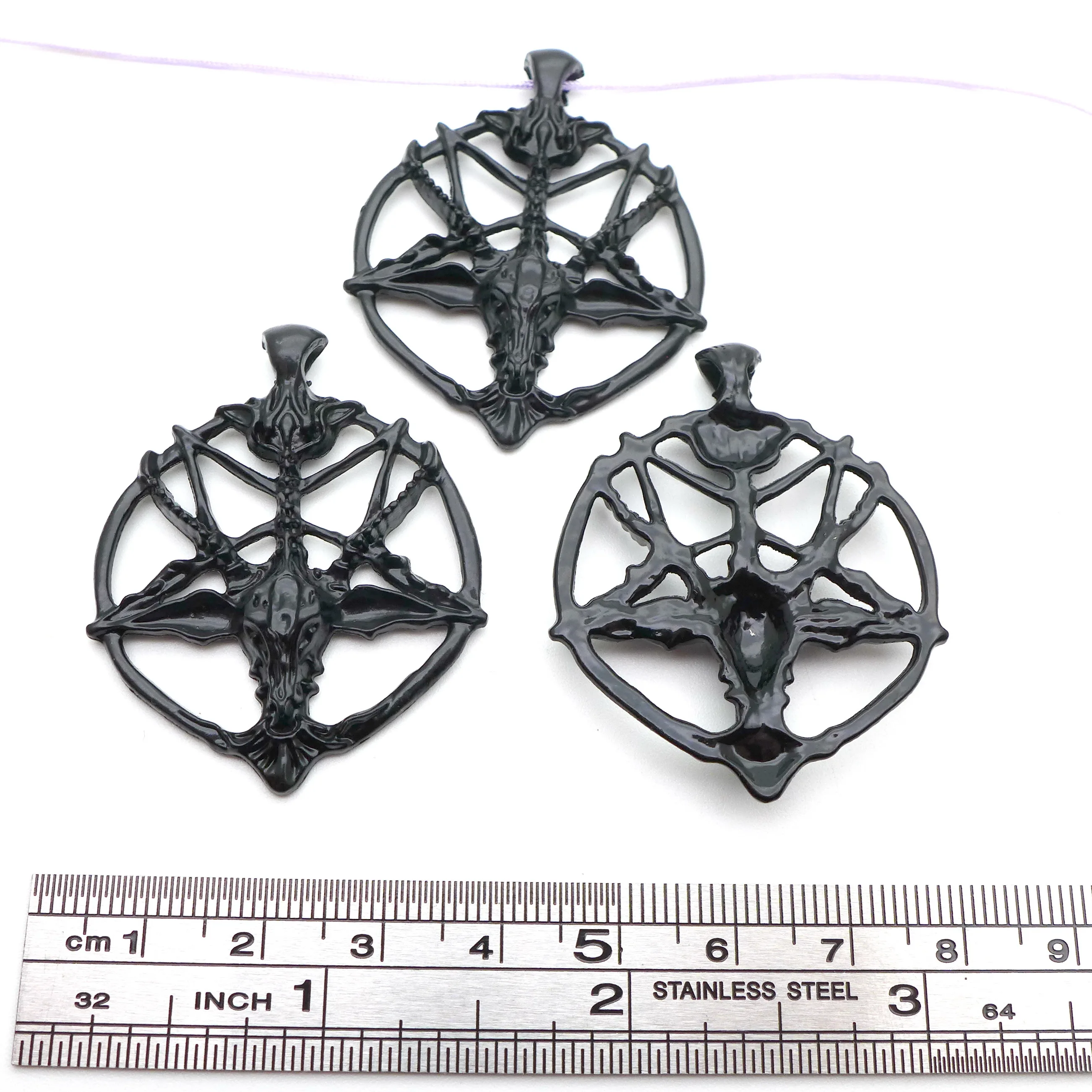 

10pcs 45*36MM Zinc Alloy Black Skull Skeleton Pentagram Mazes Goat Tibetan Charms Pendants Jewelry Handmade Craft Free Shipping