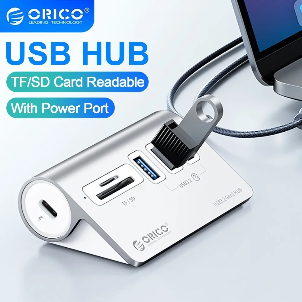 

ORICO Multi USB 3.2 Port Splitter USB A Type C Hub Multiple 4 Slot Dock Station Switch Extender with Card Reader Charger Adapter