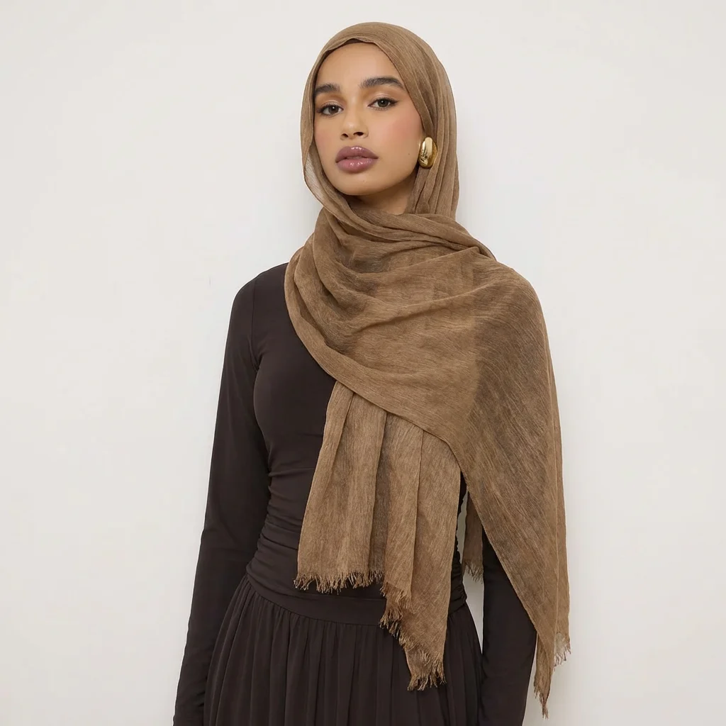 

Women Crinkle Modal Rayon Hijab Muslim Scarf Shawls Solid Color Headband Femme Breathable Headwrap Turban Ramanda 180*65cm