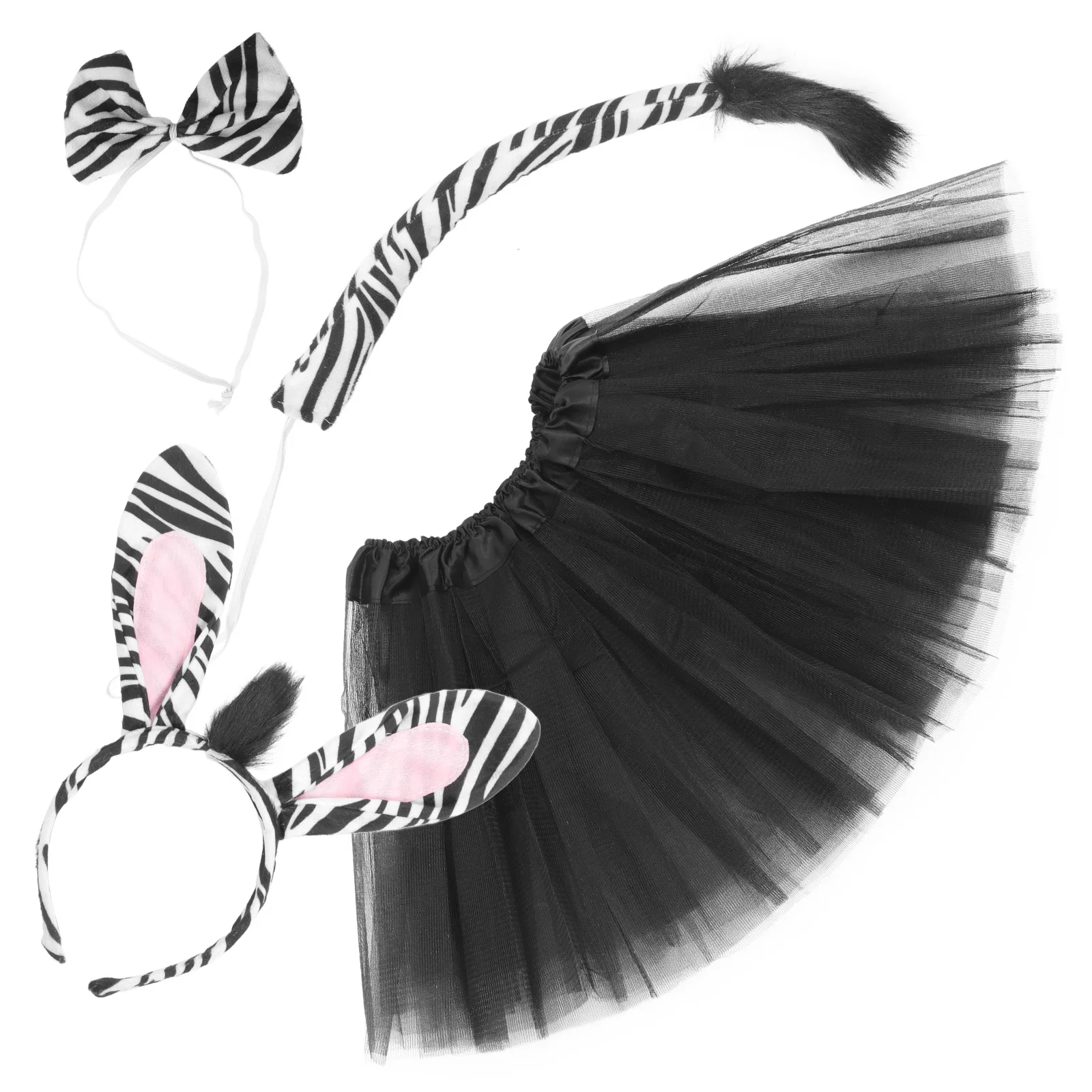 

Zebra Ear Headband Costume Set Tutu Skirt Kids Girls Soft Materials Birthday Party Halloween Cosplay Hair Accessories