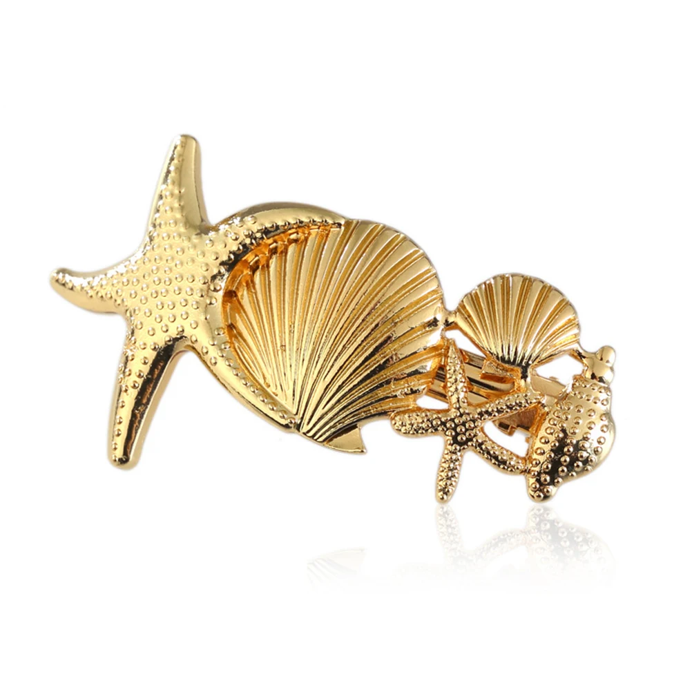 

2pcs Shell Hair Clips Women Alloy Metal Barrettes Thin Decorative Accessories for Girls Fashion Travel Stylish Bead Ornament