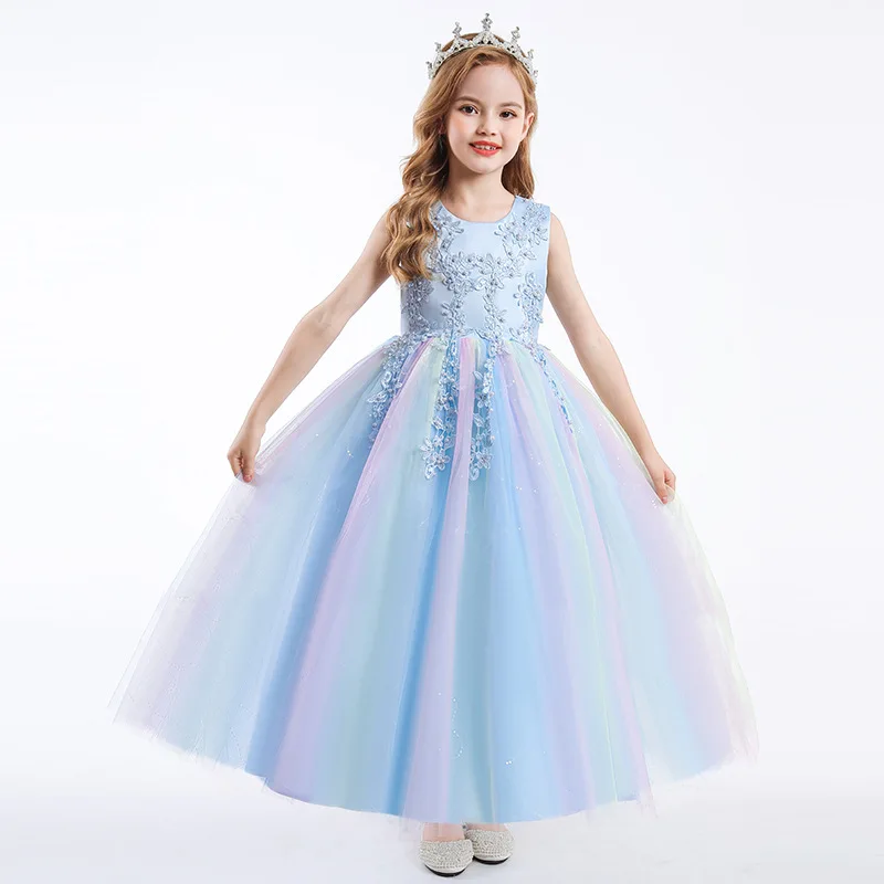 5-16 Years Girls Dresses A-line Beauty Lace Kids Gown Bow Vestidos Wedding Party 5 6 8 10 12 14 16 Years Kids Clothes OGF224448