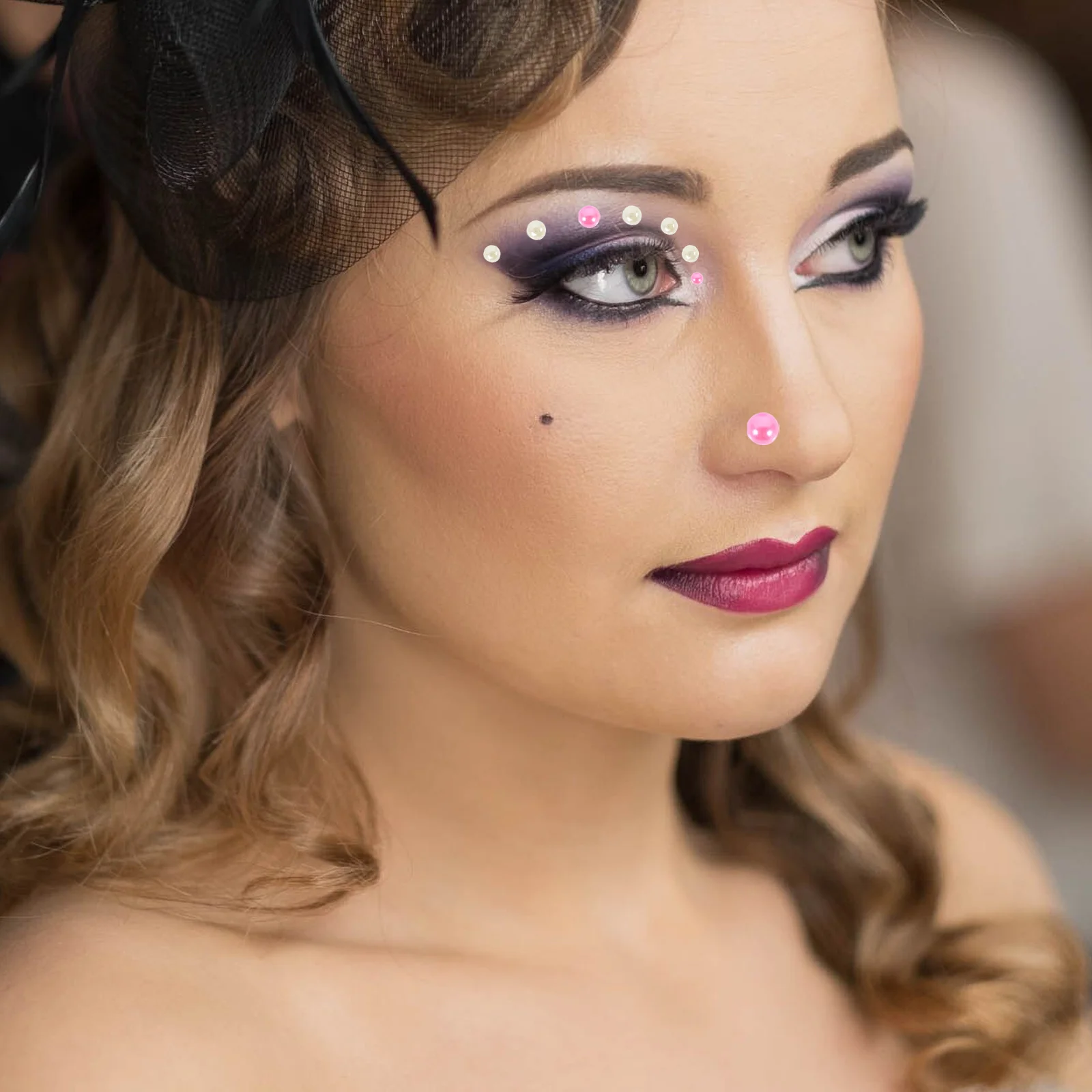 

4 Sheets Pearl Stickers Self Adhesive Decorative Craft Pearls Faux Embellishment Face Makeup Nail Hair Art Self Adhesive Pearls