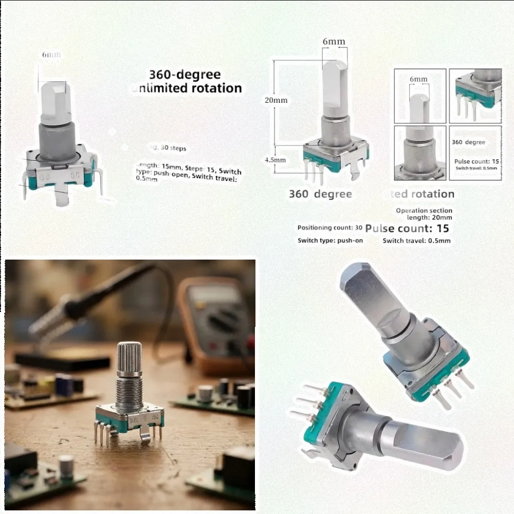Rotary Encoder Switch EC11E15244G1 30 Positions 15 Pulses Push Button 20mm Shaft For Volume Control And Industrial Equipment