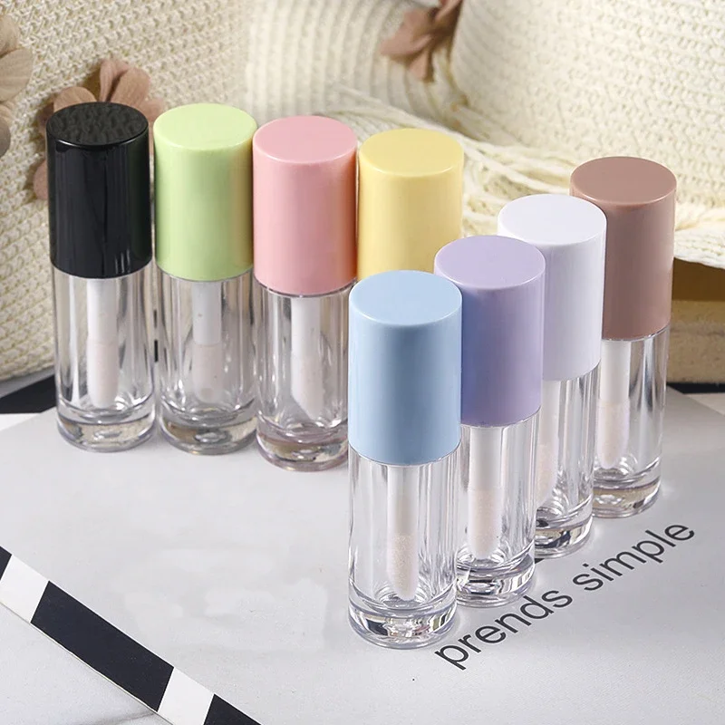 

6ml Empty Transparent Lipgloss Packing Containers Cosmetic Lip Glaze Tubes Lip Gloss Refillable Bottle Yellow Pink Purple Caps