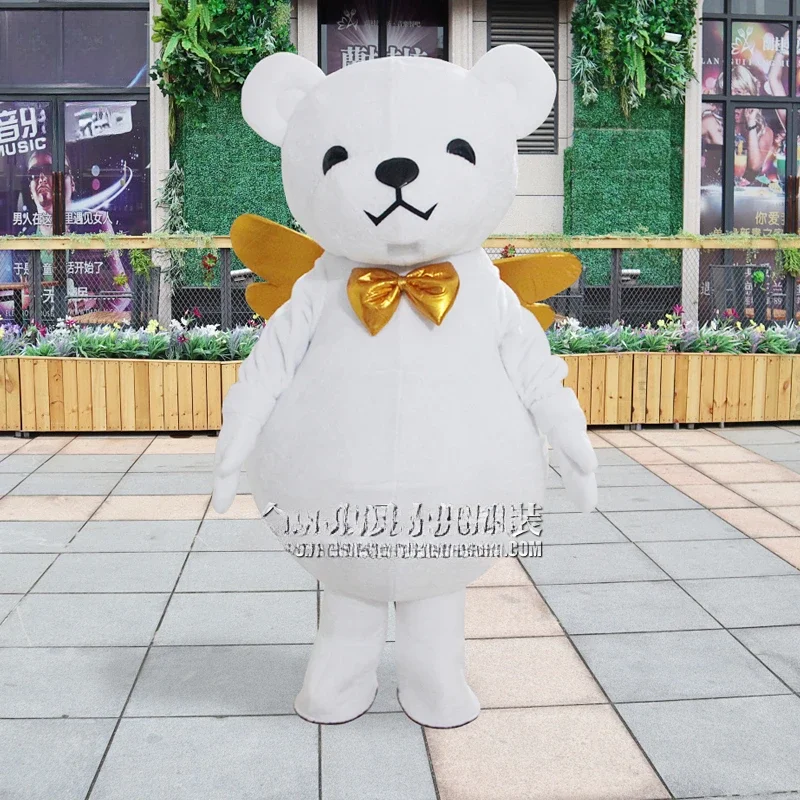 Christmas Rider Bear With Wings Mascot Costume Cartoon Knight Animal Outfits Apparel Cosplay Suits For Halloween Carnival Part