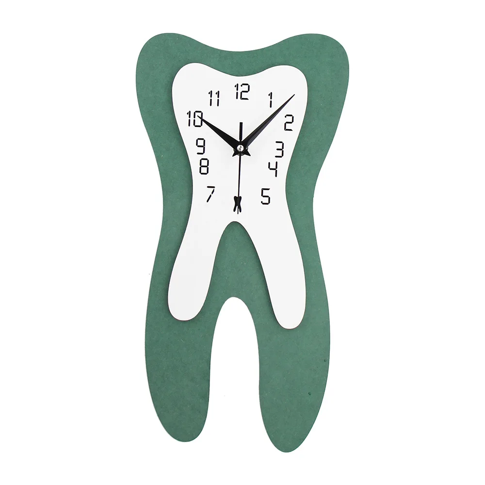 

Modern European Style Wooden Dental Clock with Creative Tooth Design for Living Room Decor, Silent Quartz Wall Clock
