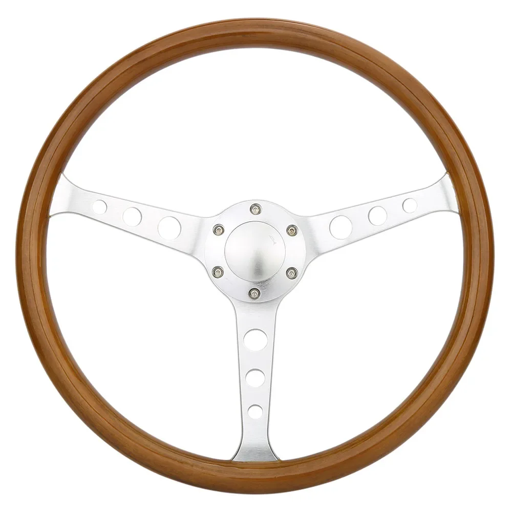 High Quality 100% Wood Vintga 380mm Steering Wheel with Horn Button 15 Inch Wooden Material for Classic Cars Good Price