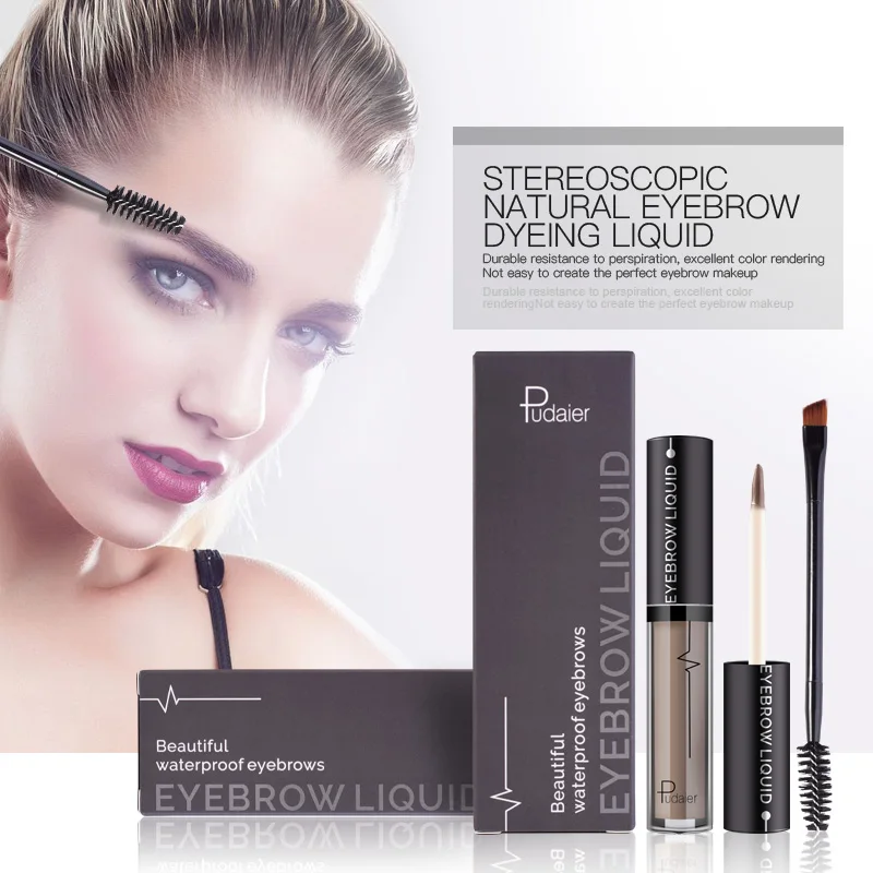 Eyebrow Cream Liquid Eyebrow Enhancer Makeup Waterproof Long Lasting Brown Eye Brow Gel With Brush Set 4 Colors Maquiagem