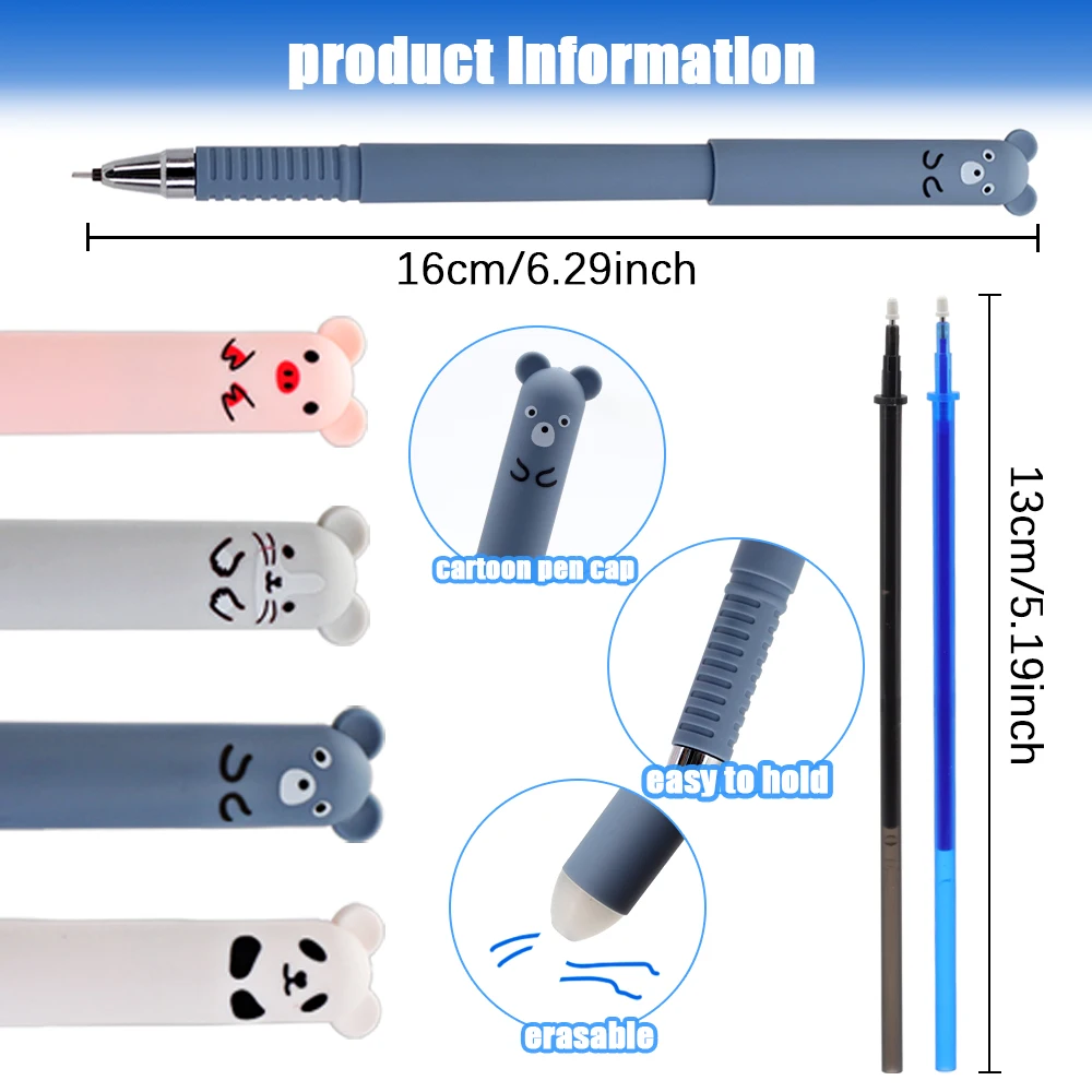 12pcs Animal Panda Erasable Gel Pen Set Image 7