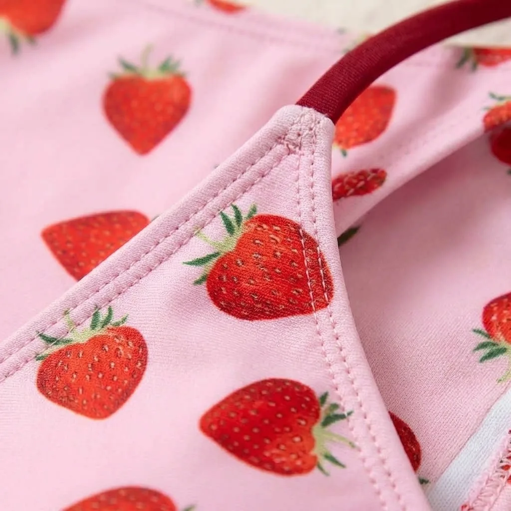 JEWELRY SEN Women Cute Strawberry Print Halter Triangle Bikini Set 2 Piece Side Tie Summer Beach Bathing Suit Swimwear