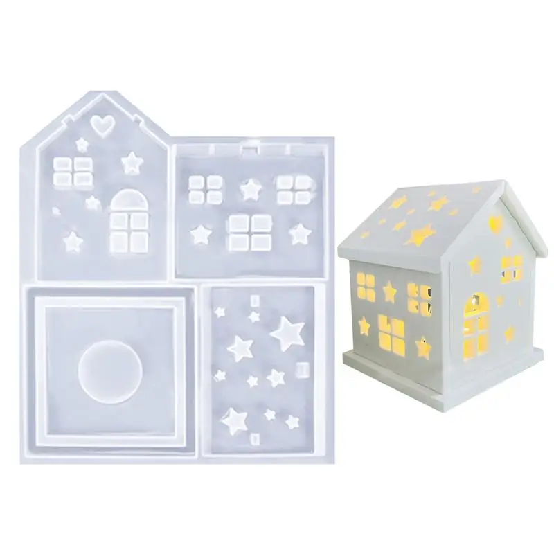 Silicone House Shaped Molds 3D Silicone Molds Casting Candle Holder Moulds House Candle Mold Resin Making Molds Craft Supplies