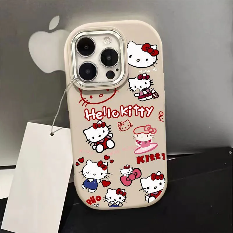 Sanrio Hello Kitty Kawaii kreskówka etui na telefon iPhone 15 14 13 12 11 Pro Max 7 8 Plus XR XS MAX Y2K różowa dziewczynka śliczna tylna okładka