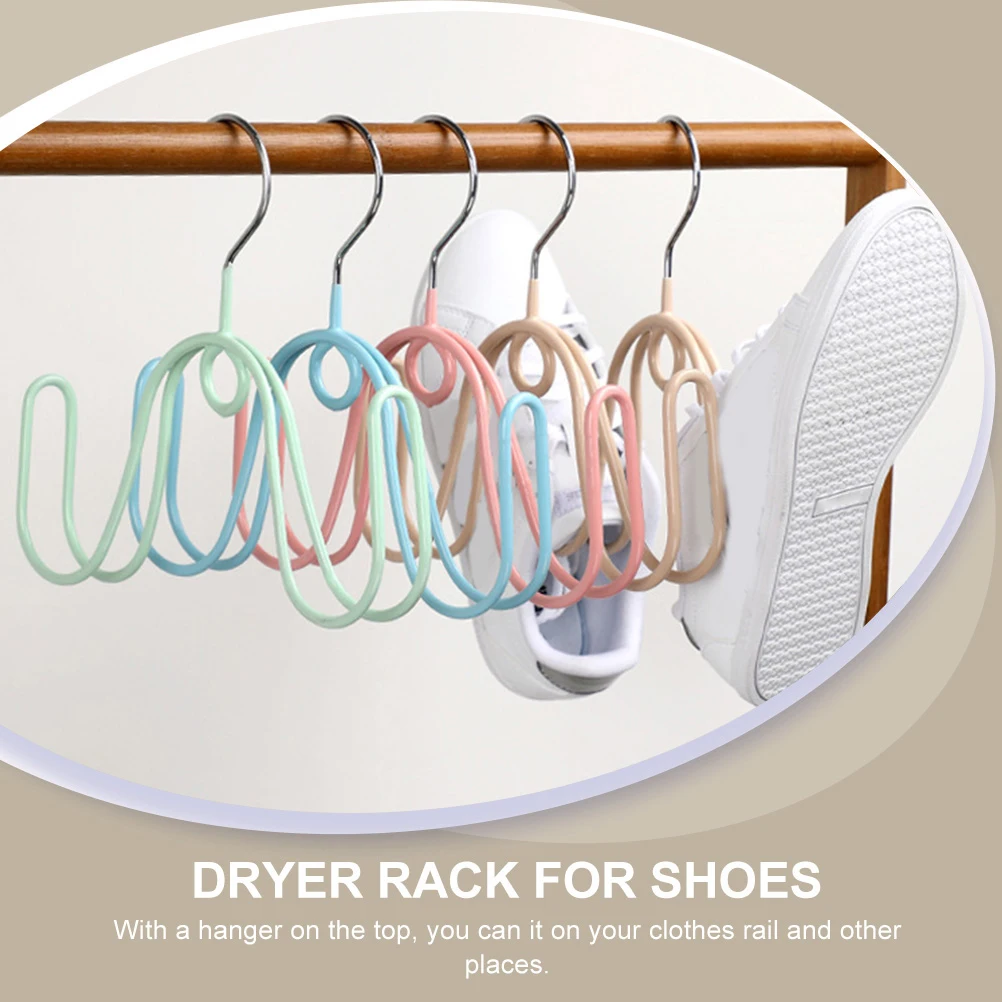 

4PCS Outdoor Drying Rack Stainless Steel PVC Coated Hanging Space Saving Shoes Dryer Shoes Hanger Laundry Organizer