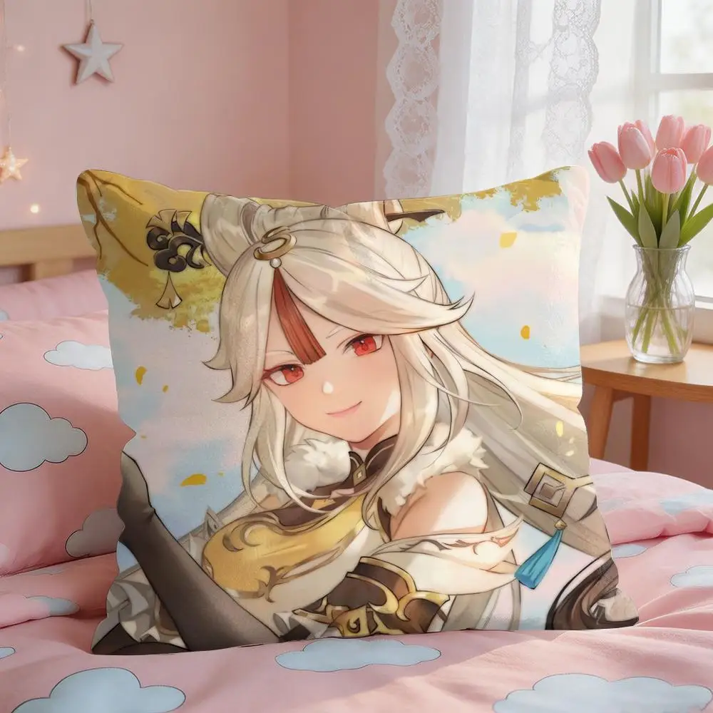 Ningguang Genshin Impact Cushion Cover Square Short Plush Pillow Case Living Room Sofa Home Decor Funda 40X40