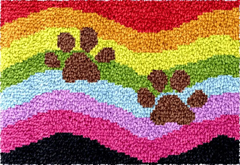 Kit de tapis au crochet Rainbow Latch Hook DIY, ensemble de fils pour broderie, toile plastique, tapisserie, fabrication de tapis