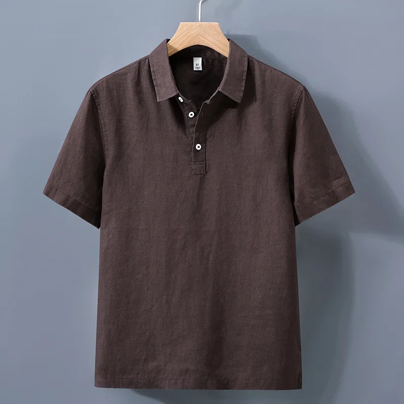 

Pure Linen Men's ort Sve irt Casual Casual Loose Fit Busin Sle ket Detail Thin Material Spring Summer