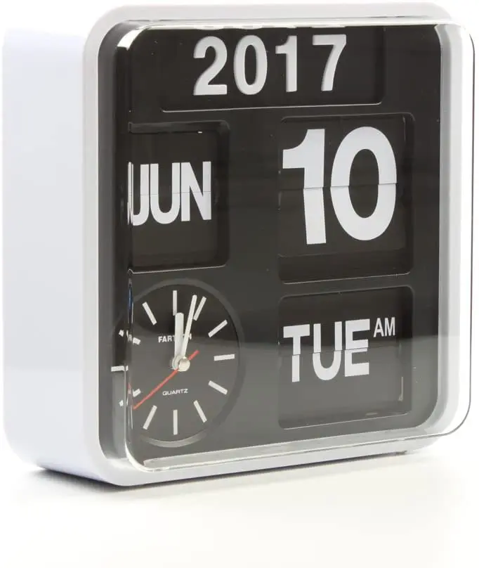 Imagem -05 - Fartech Pequeno 24cm Automático Flip Clock Multifuncional Sala Relógio de Parede Quadrado Calendário Perpétuo Flip Clock