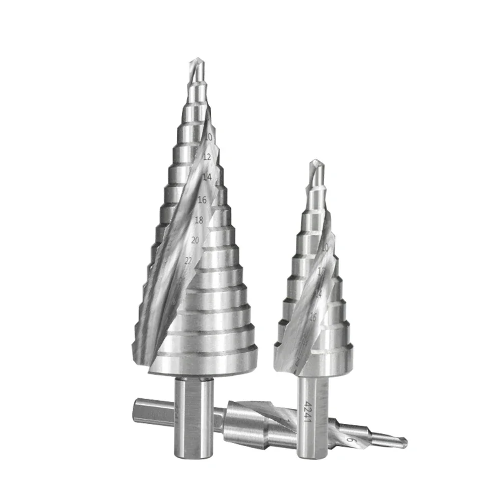 HSS Step Drill Bit 3pcs 4-12 4-20 4-32mm Spiral Groove Wood Metal Hole Cutter Round Shank  Cone