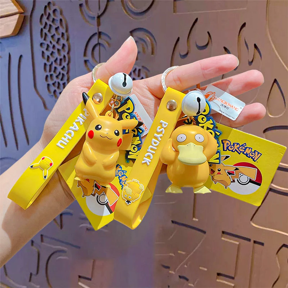 Pikachu pokemon Anime portachiavi Action Figure Psyduck Charmander Snorlax Squirtle Bag portachiavi ciondolo regali di compleanno llaver Toys