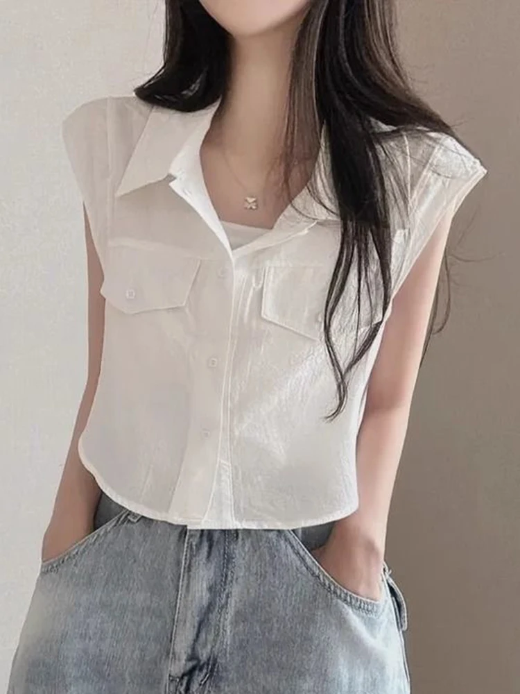 Zoki Cropped Flying Sleeve Shirt Women Sexy Slim Korean Elegant Blouse Casual Design Sweet Female Summer Vintage New Short Tops