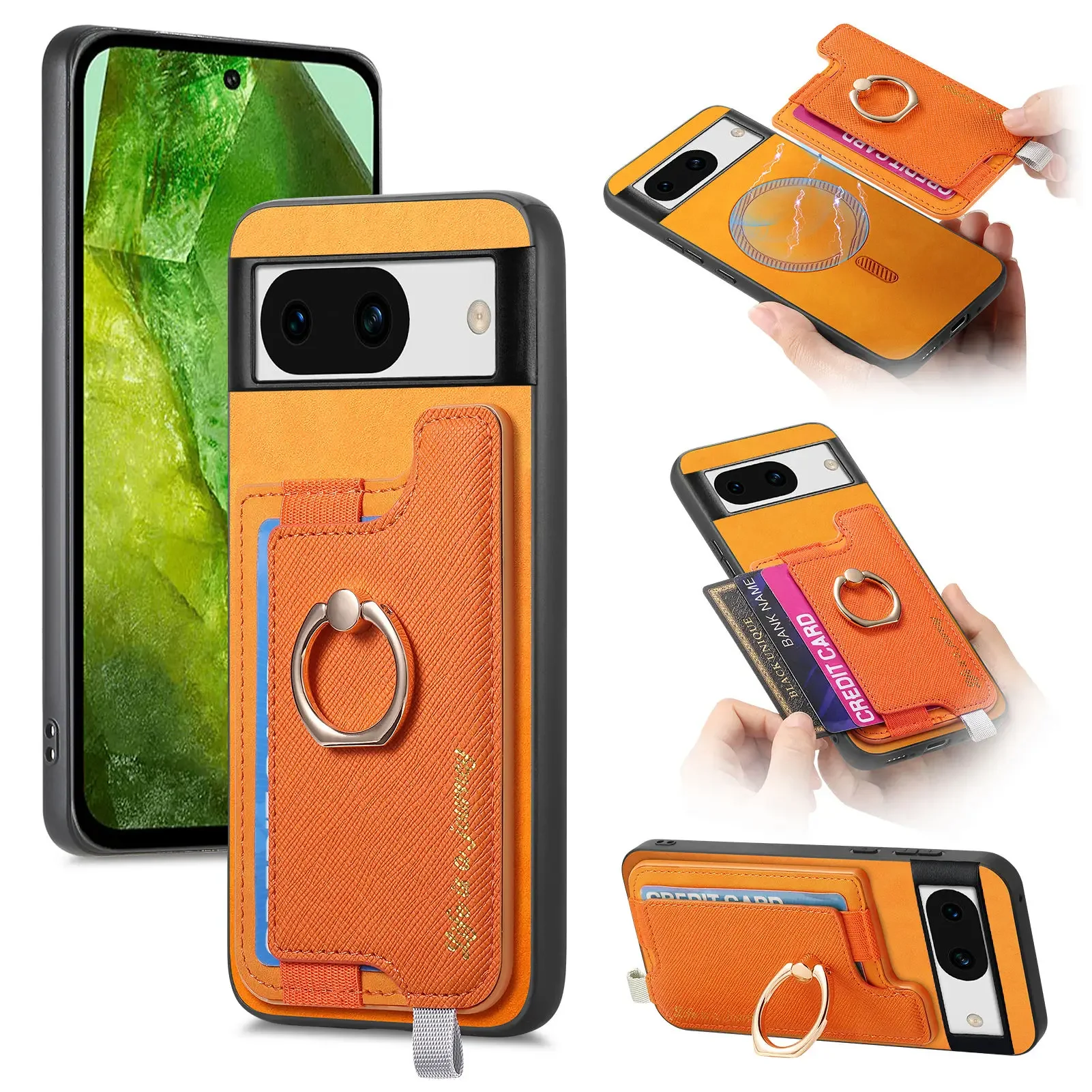 

2 в 1 съемный магнитный кожаный чехол-бумажник для карт для Google Pixel 9 Pro 8 8Pro 8A 7 7A чехол-подставка для беспроводной зарядки