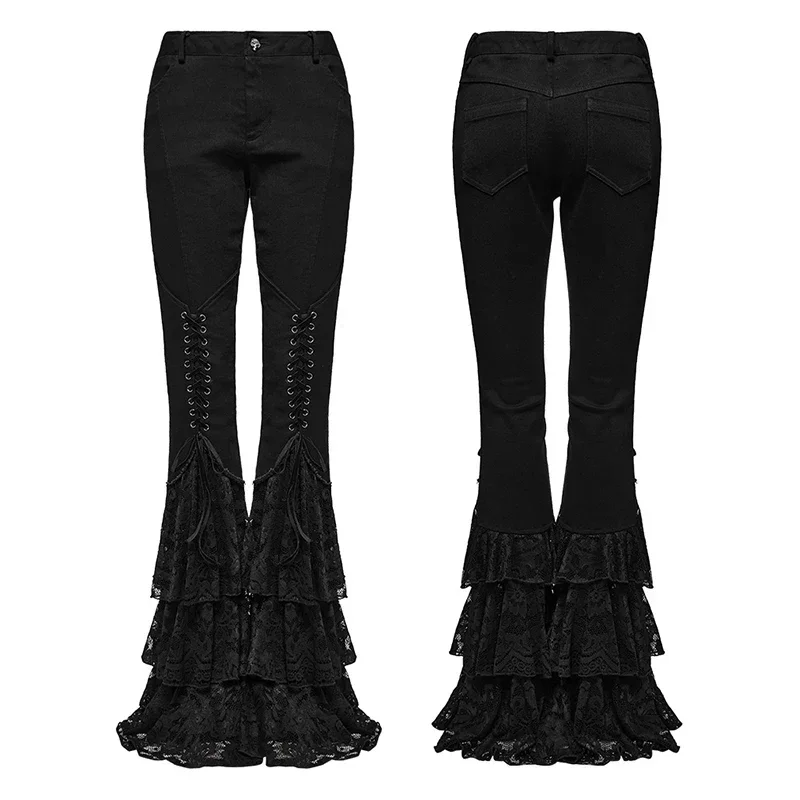 PUNK RAVE Women\'s Gothic Low Waist Twill Jeans V-shaped Drawstring Design Mermaid Tail Coolness Sexiness Personalized Trousers