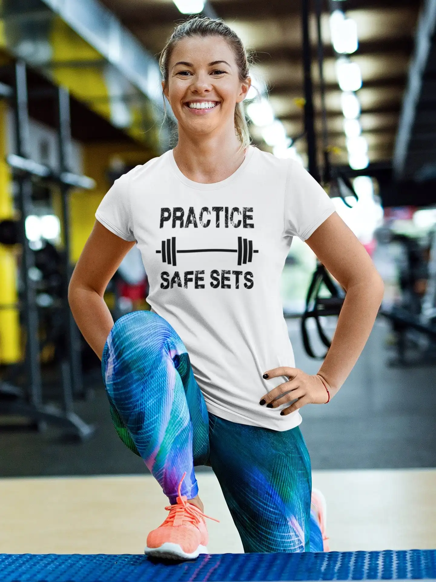 Practice Safe Sets T Shirt Funny Gym Life for Athlete Buddy Lifting Weight