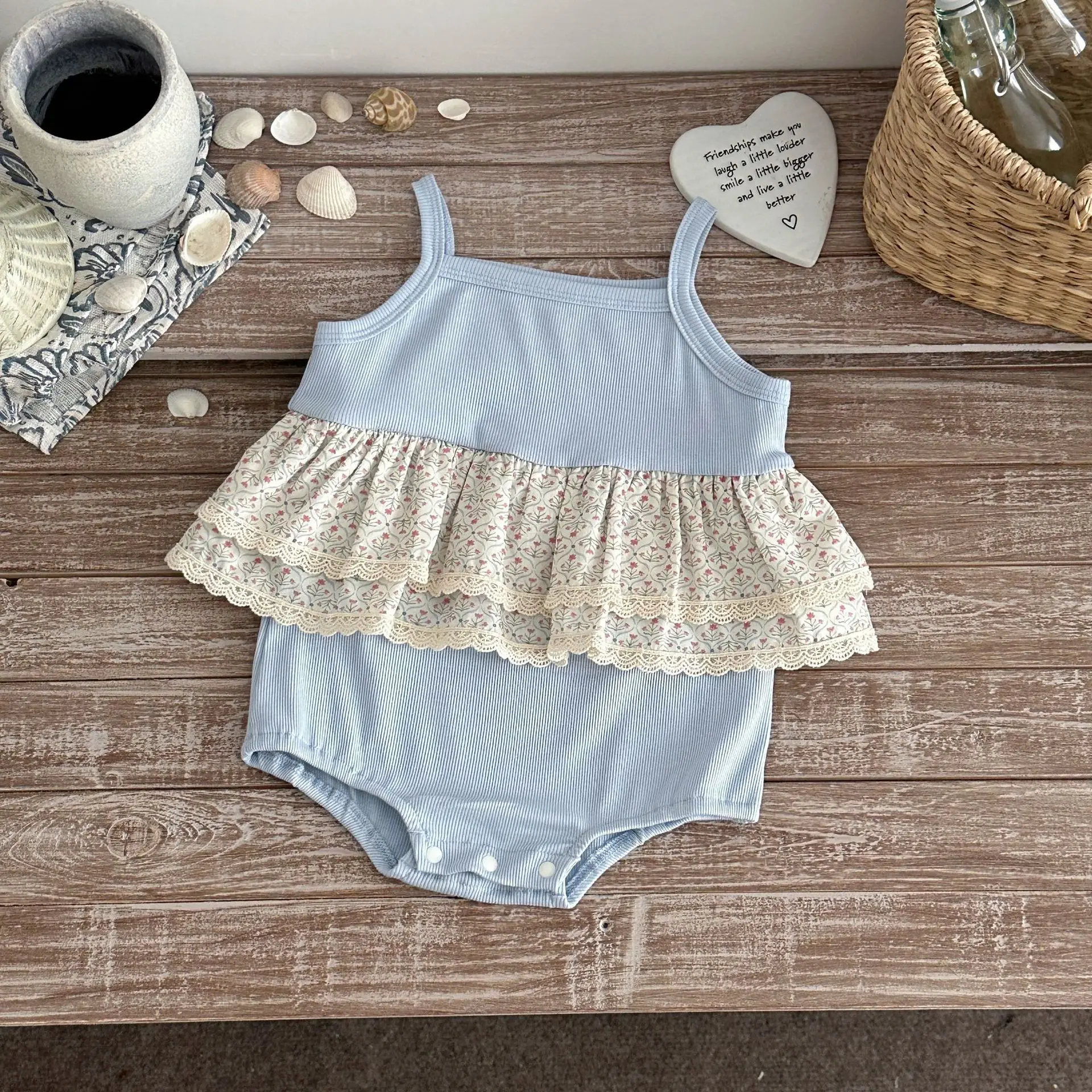 

2026 Summer New Baby Girl Sleeveless Sling Bodysuit Cute Infant Girl Cotton Vest Jumpsuit Winter Lace Skirts Toddler Clothes