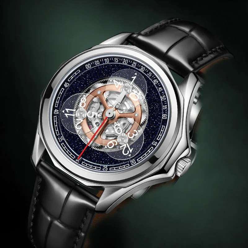 

OBLVLO Brand Stars Wheel Automatic Mechanical Mens Watch Sapphire Glass Super Luminous Waterproof Creative Watches