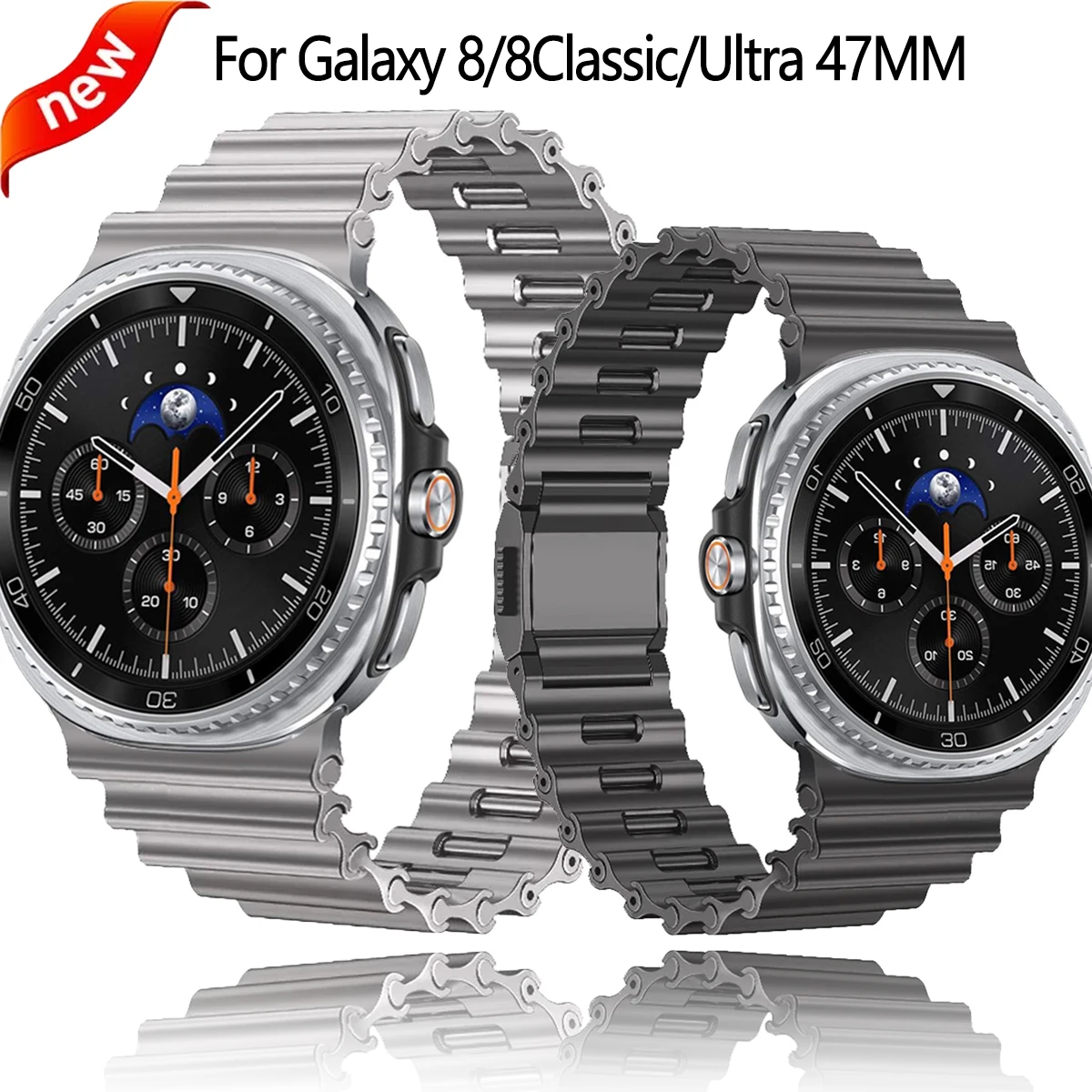 Pulseira Magnética de Luxo para Samsung Galaxy Watch 8/8 Classic, Pulseira de Metal Marinho para Galaxy Ultra 2025/7 47MM, Pulseira Ajustável