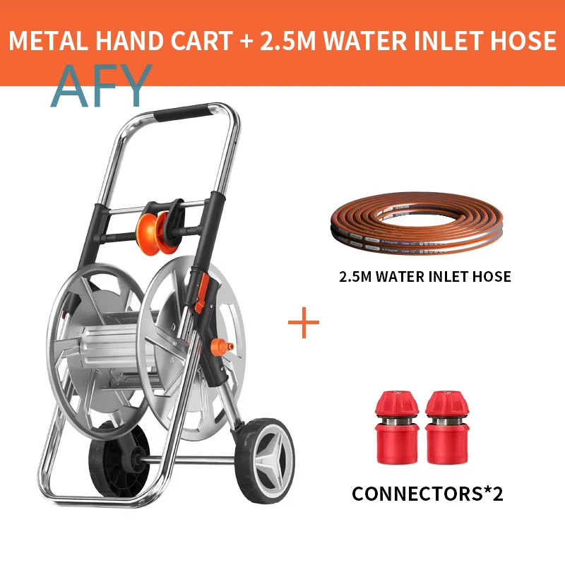 Heavy Duty Garden Hose Reel Cart with Wheels for Outdoor Gardening Tool Storage Portable Mobile Hose Holder Powder Coated