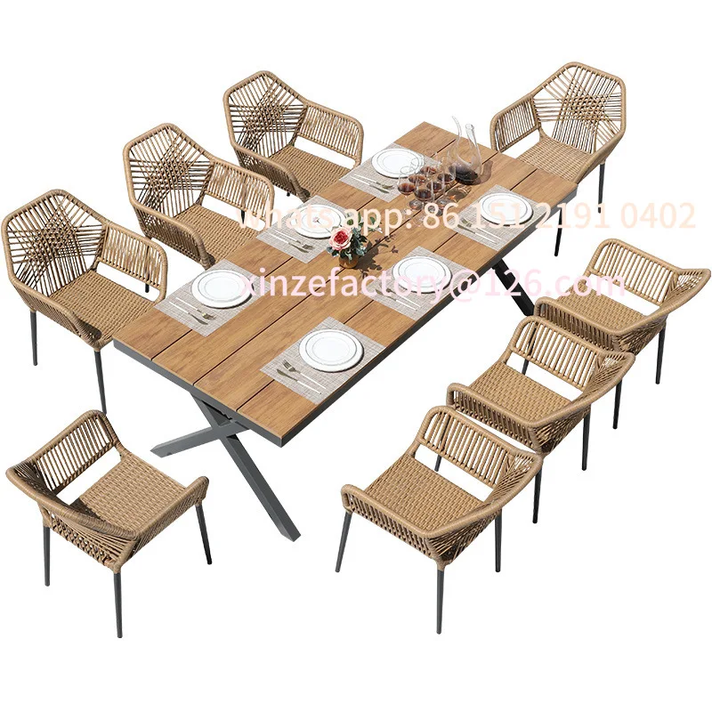 

Customizable Outdoor Table and Chair Patio with Umbrella Set Outdoor Balcony Villa Garden Rattan Outdoor Simple Leisure Rattan C