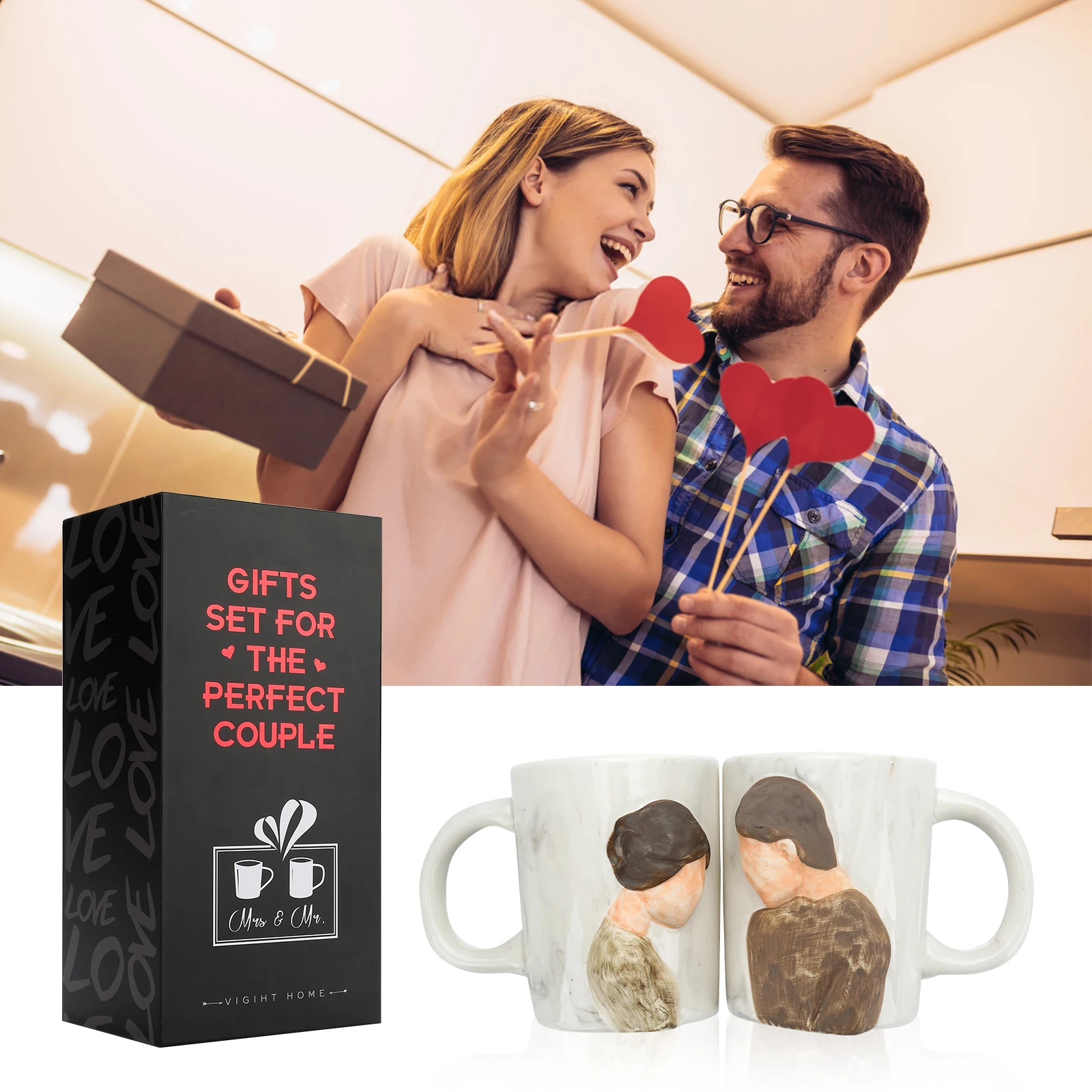 14 Oz Couple Coffee Mug Gifts Valentine Day Gift Ideas for Lovers Ceramic Couple Mugs Set Anniversary Wedding Engagement Gifts