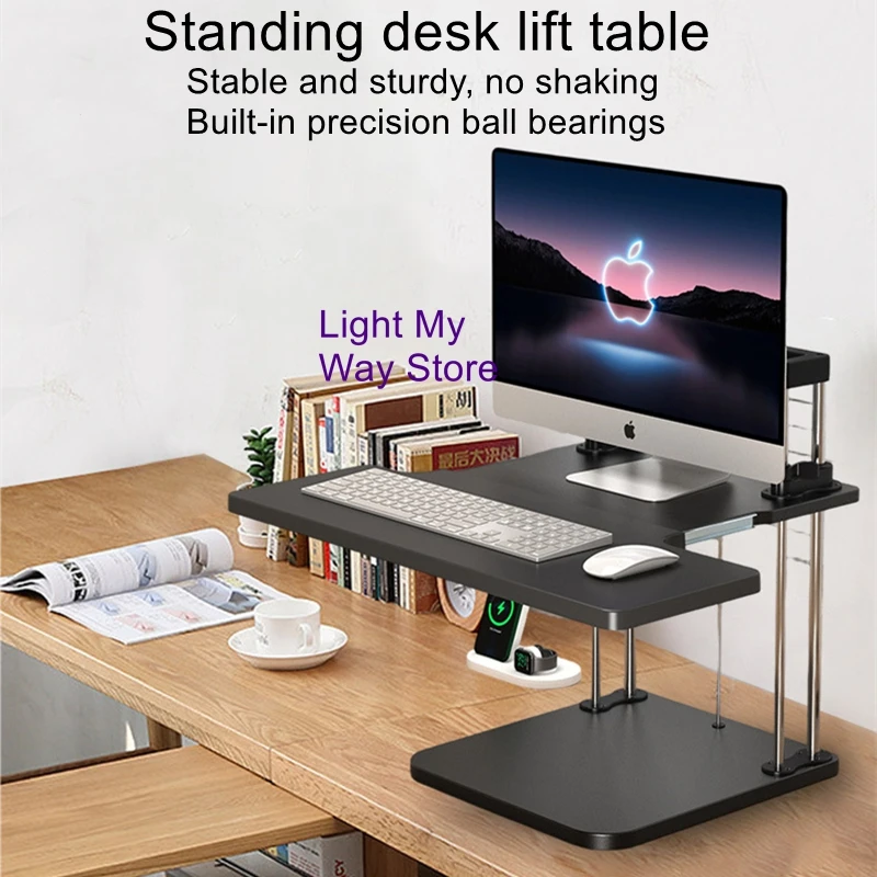 Ergonomic lifting platform upgraded electric lifting computer stand, dual-use desk and laptop stand for sitting and standing