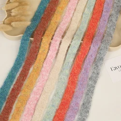 2cm 5Yards Flat Fluffy Knitted Ribbon Plush Hollow Thickened Ribbon for DIY Bow Bouquet Clothes Sewing Material Gift Wrapping