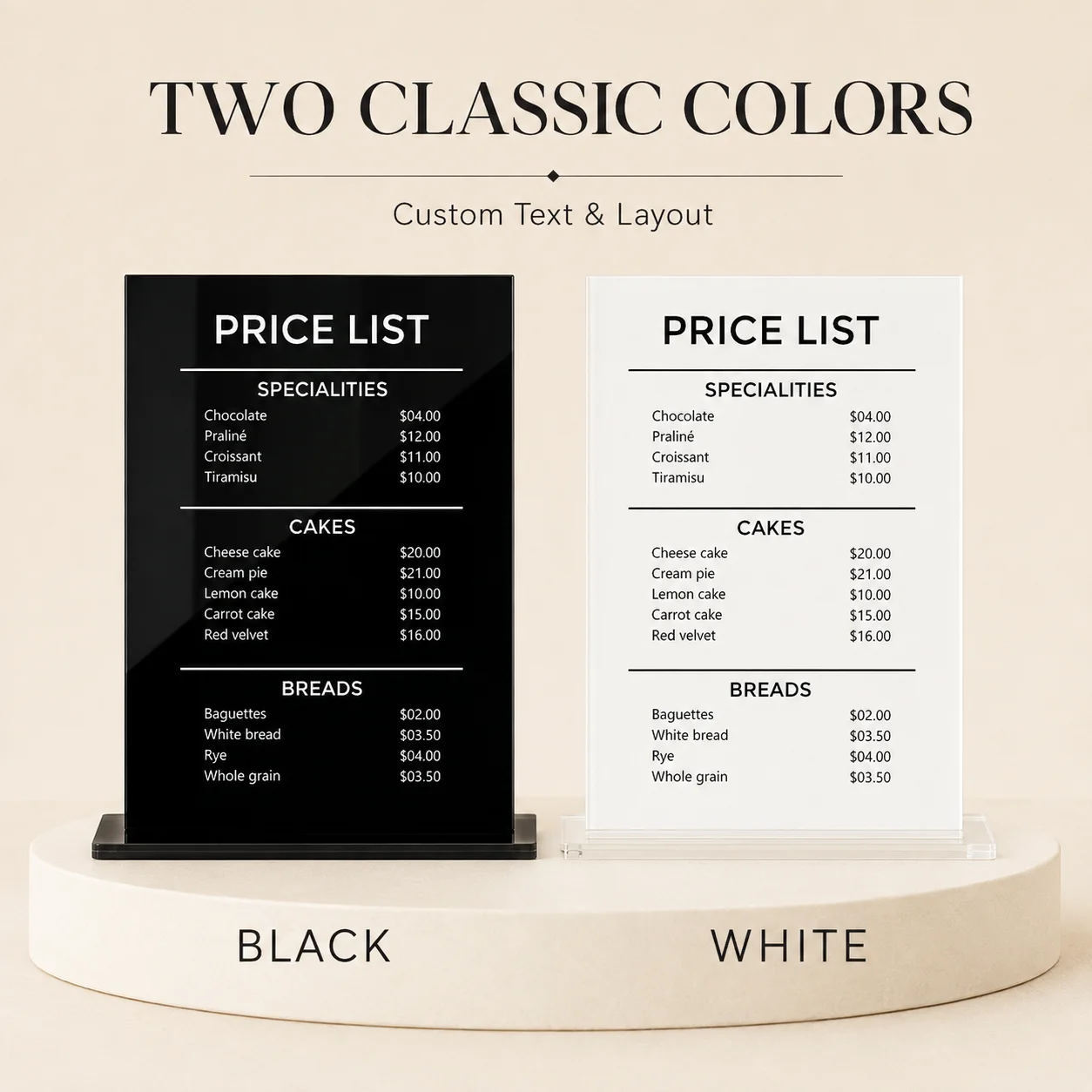 Customizable Acrylic Pricing Guide Plaque Small Business Price List Sign Table‑top Decor for Hairdresser Nail Tech Makeup Shop