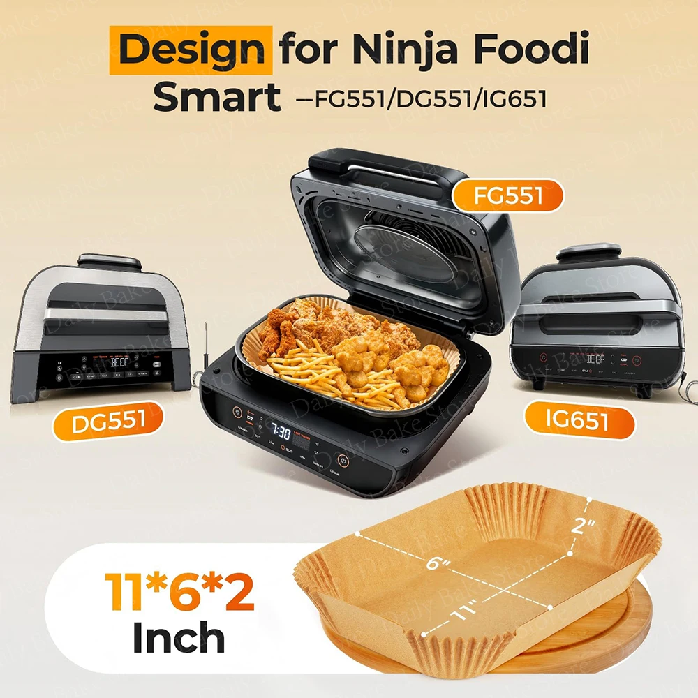 Compatible with Ninja Foodi Smart XL & AG551EU/AG651EU Air Fryer Disposable Liners, Airfryer Baking Accessories, Simple Cleanup