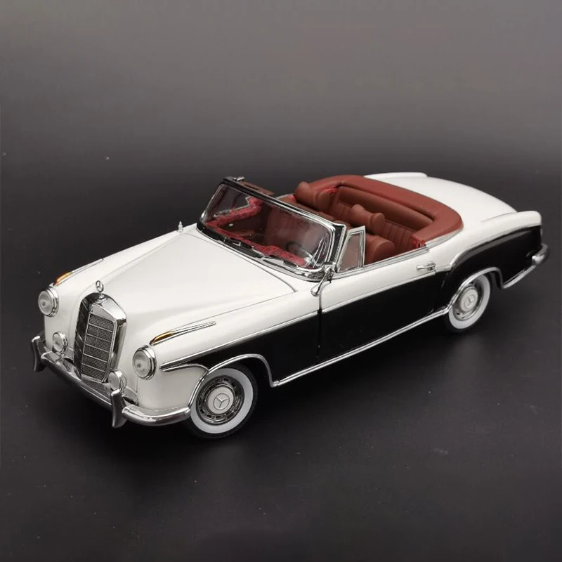 SunStar Diecast 1:18 Scale 1958 Benz 220SE Open Convertible Simulation Alloy Car Model Static Display Collectible Toy Gift